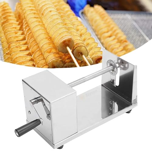 Image of Stainless Steel Potato Slicer - Potato Twister Machine - Manual Twisted Potato Spiral Vegetable Cutter (6 x 5.5 x 11.3 inches, 1 pcs)