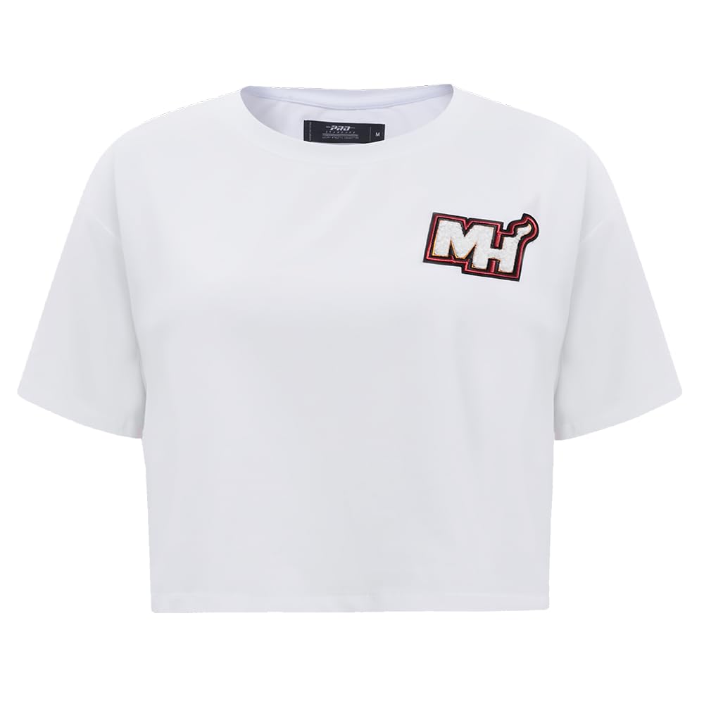 Womens NBA Classic Chenille Cotton Short Sleeve Boxy Tee White