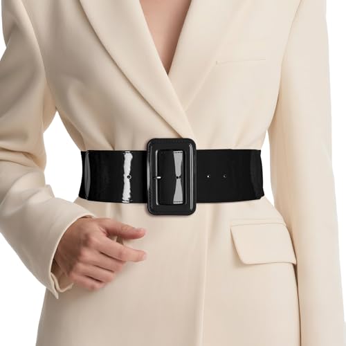 SUOSDEY Damen Lackleder Elastisch Gürtel, Mode Breite Taillengürtel Cinch...
