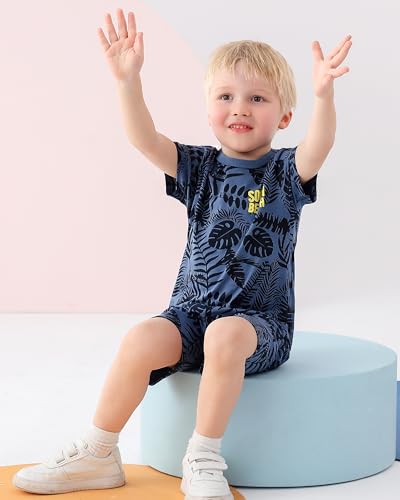 Image of Boys Summer Outfits Toddler Cotton Clothes Hawaiian Camo Dinosaur Clothing Set Short Sleeve T-Shirt and Short 4-8T