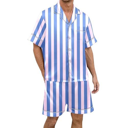 Pyjama homme coton doux haut de gamme à rayures et finitions boutonnées