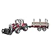 Bruder-BRUDER-2046-TRATTORE Massey Ferguson 7480 con forcella e rimorchio di trasporto di legno, 2046, rosso