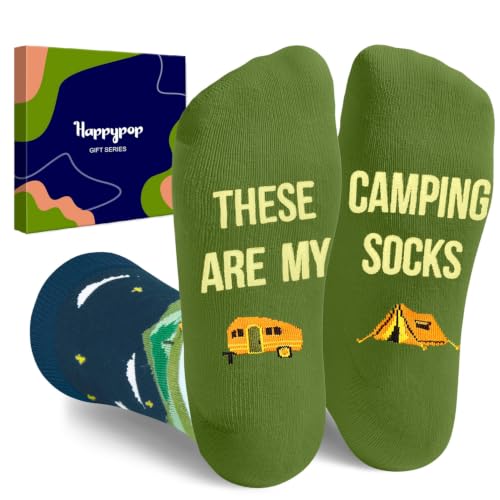 HAPPYPOP Camping Gifts for Men Women - Cool Gifts for Rv Campers, Camping Socks for Women Men