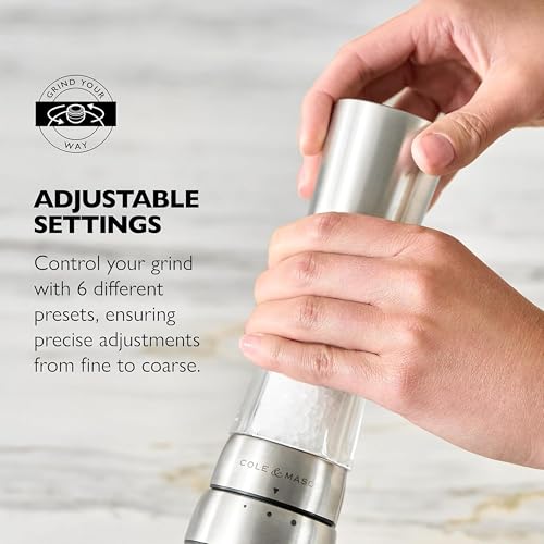 Image of COLE & MASON Derwent Salt Grinder - Stainless Steel Mill Includes Gourmet Precision Mechanism and Premium Sea Salt