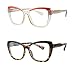 Melrose Retro computer Blue light blocking reading glasses with diamond-studded square female glasses (2pcs tea&leopard, 3, multiplier_x)