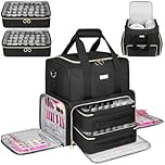 Nail Polish Organiser Bag,Large Nail Kit Bag Holds 80 Bottles and a Nail Lamp,Nail Polish Carrying Case with Two Removable Bags,Portable Nail Polish Holder for Nail Supplies