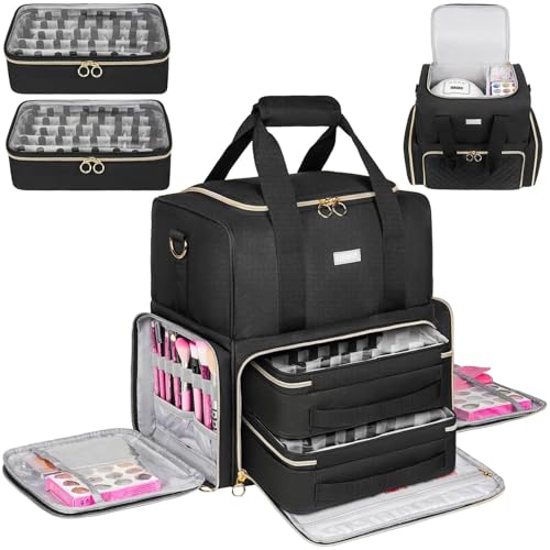 IVODEELA Organiseur de Vernis à Ongles,Sac de Rangement Vernis à Ongle pour 80 Bouteilles 15 ML et Lampe à Ongles,Sac Organisateur de Vernis à Ongles,Boite...