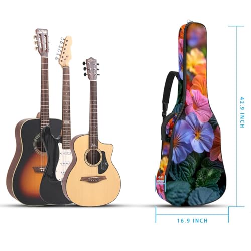 Housse de guitare acoustique 41 pouces multicolore avec poches