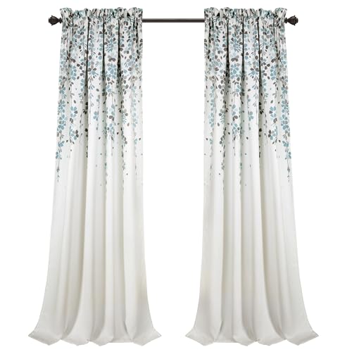 Lush Decor, Blue and Gray Weeping Flowers Room Darkening Window Panel Curtain Set (Pair), 95” x 52, 95" x 52" by Lush Decor - Image 7
