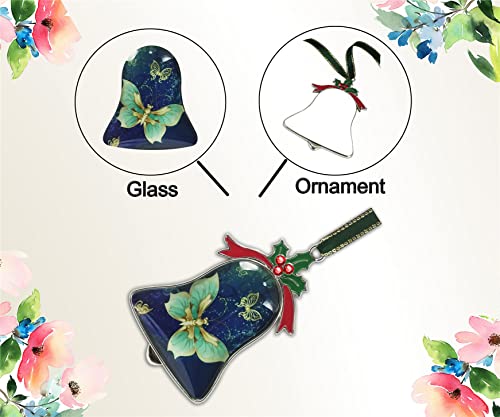 Gixpop Pretty Butterfly Christmas Ornament Bell Pendant Decorative Metal Glass Hanging Christmas Bell Ornaments For Home Decoration Party Decor Butterfly #TOP1