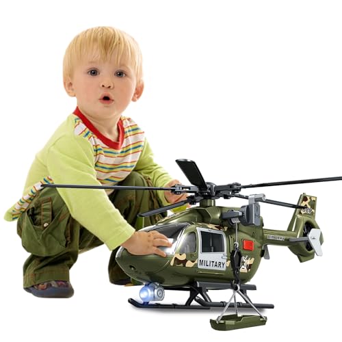 XUEXUE Jouet militaire vert avec grand hélicoptère, jouet militaire avec lumières et sons, cadeau d'anniversaire pour garçons et filles de 3, 4, 5, 6 ans