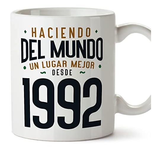 MUGFFINS Tazas 1992 Cumpleaños - En Español - Haciendo del Mundo un Lugar Mejor - 11 oz / 330 ml - Regalo original y divertido