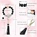 BAOSIWA Women Silicone Keychain Bracelet Beaded Wristlet Key Ring Black Bangle Chains with Leather Tassel
