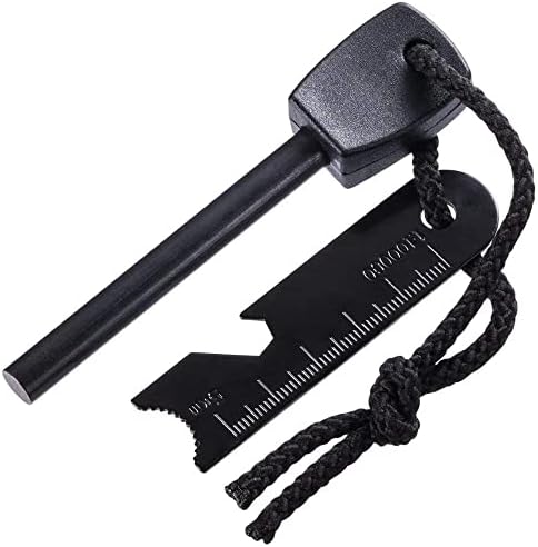 Evolite Army Magnesium Fire Starter Survival Tool 12000 Striker XL, Camping, Hiking, Picnic, Hunting for Outdoor Activities, Black, (E-5541)