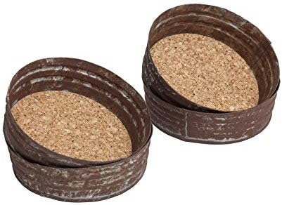 Miniatura 3 de GoCraft Juego de 4 posavasos de corcho con tapa de tarro Mason  Juego de 4 posavasos de hierro galvanizado hechos a mano con corcho absorbente en el