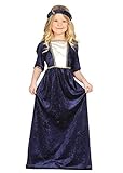 Incluye una diadema Guirca - Disfraz medieval con vestido y diadema, para niños de 5-6 años, color azul (85597)