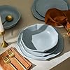 Stone Lain Baskerville 12-Piece Dinnerware Set Stoneware, Light Blue