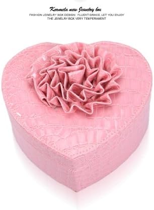 Heart Design Jewelry Box High Quality Portable Leather Jewelry Cabinet Mother’s Day Gift (pink)