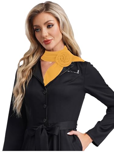 Hularka Womens Detachable Long Rose Scarves Chiffon Neckerchief Lightweight Flower Head Neck Scarf for Wedding3