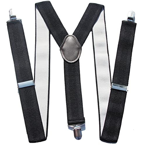 Bretelles pour homme en Y anti-glisse réglables noires de 3.5cm de large