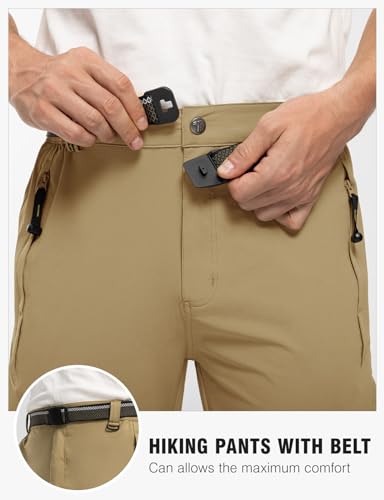 Tbmpoy Men'S Windproof Waterproof Athletic Pants For Outdoor Work Hiking Breathable Pants Thin Khaki L thumb #3