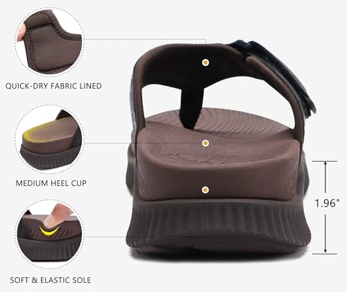 Image of KuaiLu Mens Orthotic Cushion Flip Flops Athletic Recovery Walking Sandals | Men's Lightweight Beach Sport Slides for Man Water Resistant Soles, Soft Comfort Fit & Arch Support