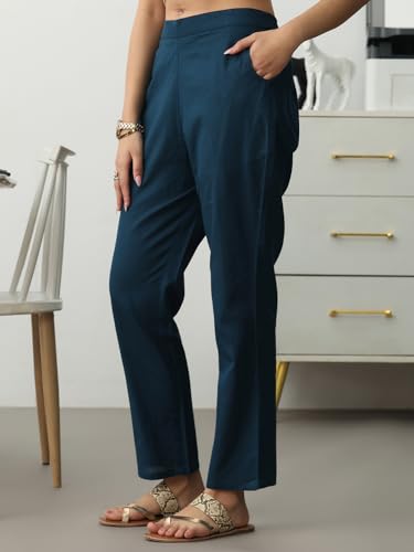 Image of Gerua Blue Ethnic Motifs Printed Straight Kurta Set