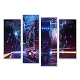 islandburner Prime Bild auf Leinwand Futuristischer Lkw auf beleuchteter Autobahn bei Nacht für Wohnzimmer Technikbegeisterte Elektronikfachgeschäft Bilder Wandbilder Poster