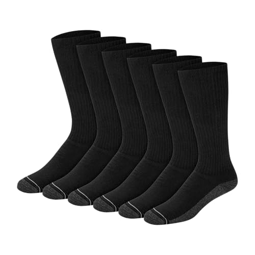 Image of Hanes Men's Crew & Over the Calf Socks Pack, Max Cushioned Moisture-wicking Stay Dry Socks, Athletic Socks, 6, 8 Or 12-pairs