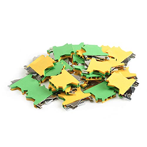 Fielect Uslkg2.5 Din Rail Terminal Blocks Din Rail Mount Plastic Din Rail Terminal Block Fuse Holder Terminal Block, 800V 34A, 0.2-4Mm Mm2, Green Yellow, 10Pcs #TOP14