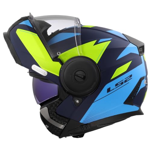 Casque moto modulable LS2 Scope II Duria bleu jaune haute visibilité