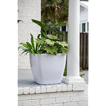 Gardeners Supply Company 20" Square Self Watering Rolling Planters Set of 2 | for Outdoor Plants Flowers Vegetables | 14 Inch Planting Depth with Built-in Water Reservoir - White