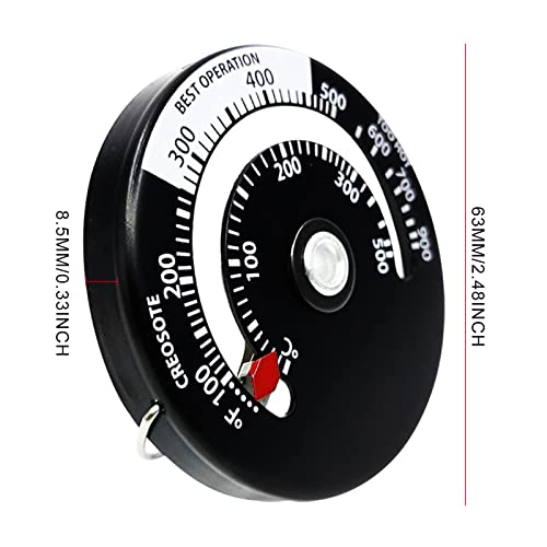 MIVAIUN Magnetisches Thermometer für Kaminofen- Messgerät für Holz Log Kaminrohr Ofen Temperatur (Schwarz)-2