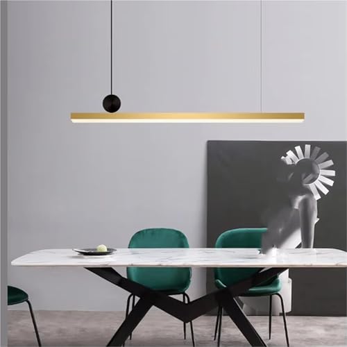 Suspension LED linéaire dorée design scandinave pour salle à manger et salon