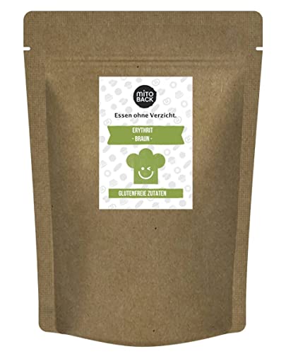 MITOBACK Erythrit braun I Low Carb Zucker I Zuckerersatz I brauner Zucker ohne Kohlenhydrate I Ersatzzucker Backen I Zuckeraustauschstoff Diabetiker I Puderzuckerersatz I Gewicht 100g Cover