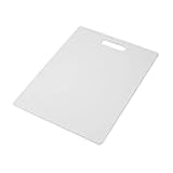 Large Cutting Board, Dishwasher- Safe Plastic Chopping Board for Kitchen with Easy Grip Handle, 11-inch by 14-inch, White