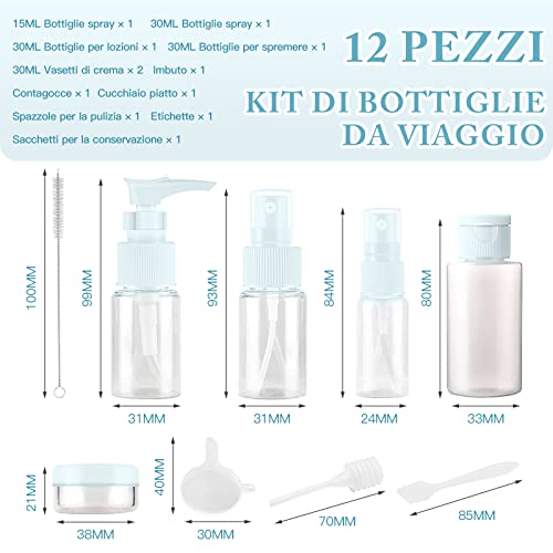 11 Pezzi Contenitori Viaggio Liquidi,Scettar