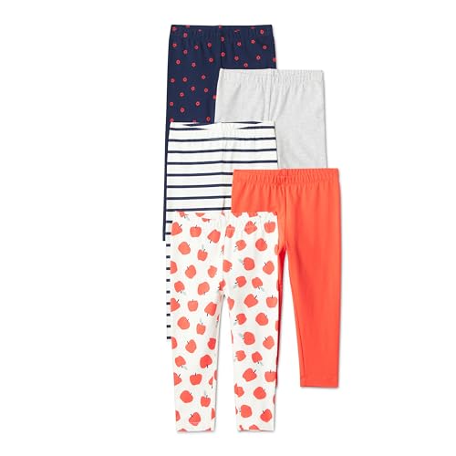 Image of Amazon Essentials Girls' Cotton Stretch Leggings, Multipacks