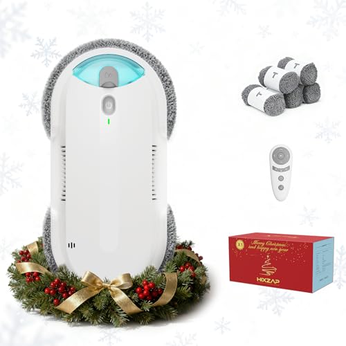 HIXZAP fensterputzroboter mit bidirektionalem ultraschall-zerstäubungs-wasserstrahl und 85ml-wassertank – fensterroboter mit starker saugkraft und luftdrucksensor für gründliche Reinigung Bildschirm