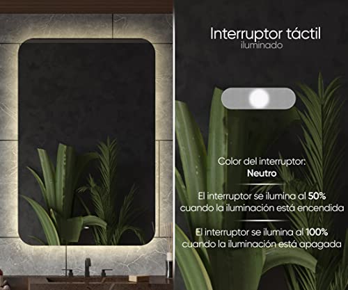 Artforma-Premium-Espejo-de-Bano-con-Iluminacion-LED-100×60-Luz-Espejo-de-Pared-con-Interruptor-Tactil-Diferentes-tamanos-retroiluminado-Iluminado-Blanco-Neutro-4500K-T105