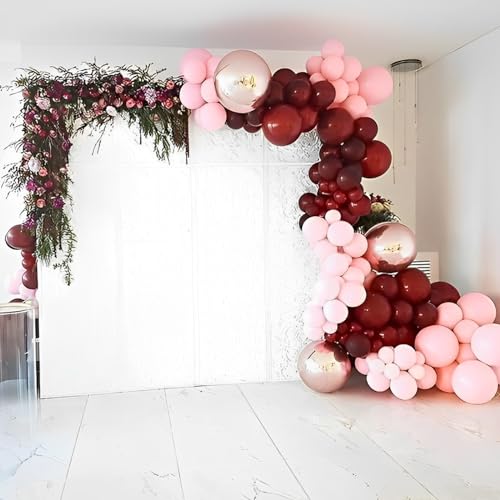 Image of Voircoloria 90pack Burgundy Balloons Different Size 18 /12 /10 /5 Inch Maroon Balloon Garland Arch Kit for Graduation, Thanksgiving Day, Autumn Fall Theme Party, Wedding, Birthday Decorations