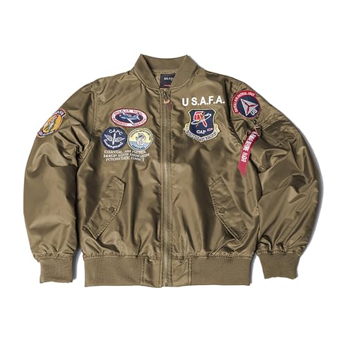 CORIRESHA Men's MA-1 Bomber Jacket Embroidery Patches Biker Military Air Force Jacket