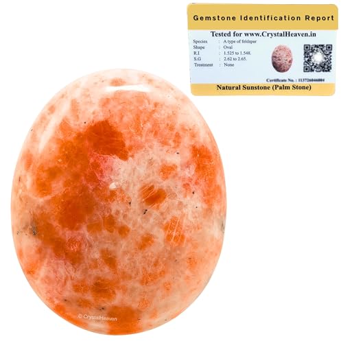 Image of Certified Large Sunstone Crystal Palm Pebbles Stones for Anxiety Stress Relief Massage - AAA Grade Original Healing Gemstone Agate Palm Stone for Yoga Meditation Spiritual Reiki Feng Shui