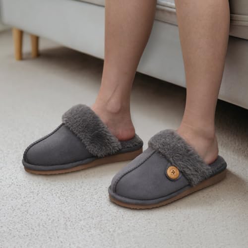 Image of Litfun Women's Fuzzy Memory Foam Slippers Fluffy Winter House Shoes Indoor and Outdoor