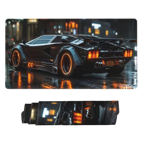Alfombrilla Ratón XXL 500x250mm, Grande Alfombrilla Ratón Gaming, Coche Negro Mouse Pad, Portátil Mousepad con Bordes Cosidos y Base de Goma Antideslizante, para Jugadores, PC, Oficina C7146