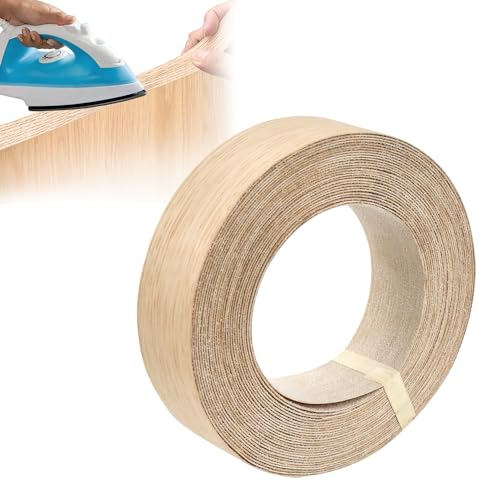 40mm Real Oak Edging Tape - 10m Iron On Edging Strip Pre-Glued Oak Veneer Edging Tape Hot-Melt Adhesive Wood Trim Edging for DIY Application, Edge Tape Edge Banding for Shelves and Panels