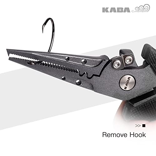 Kaba Fishing Pliers 7Inch Stainless Steel Fishing Multi Tool Hook Removers Crimper Saltwater Split Ring Fisherman Pliers Tool Fish Scissors Line Cutters With Lanyard And Sheath Fishing Gear #TOP5