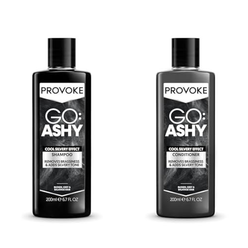 PROVOKE Go Ashy Double Bundle Shampoo 200ml & Conditioner 200ml, Removes Brassiness & Adds Silvery Tone to Hair, for Blondes, Silvers, Brunettes & Balayage
