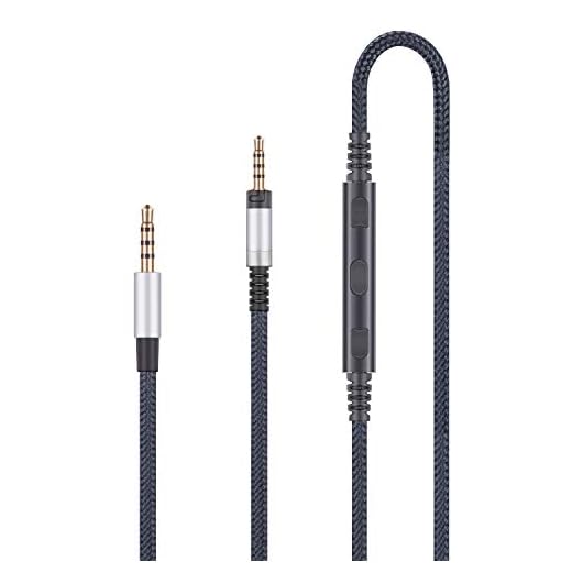 Ersättningskabel för ljud kompatibel med Sennheiser Momentum, Momentum 2.0, HD1-hörlurar, ljudkabel kompatibel med iPhone iPod ipad Apple-enheter med inbyggd mikrofon fjärrkontroll
