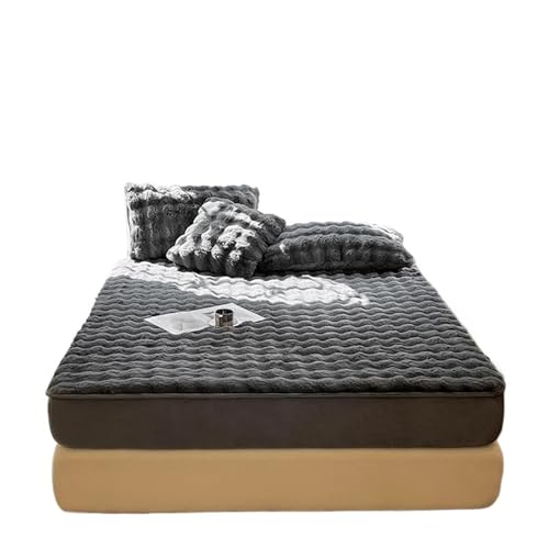 Sábana bajera ajustable de felpa esponjosa, funda de colchón de forro polar de pelo largo para cama doble, ropa de cama de color sólido, protector de colchón cálido de invierno, funda de cama suave y